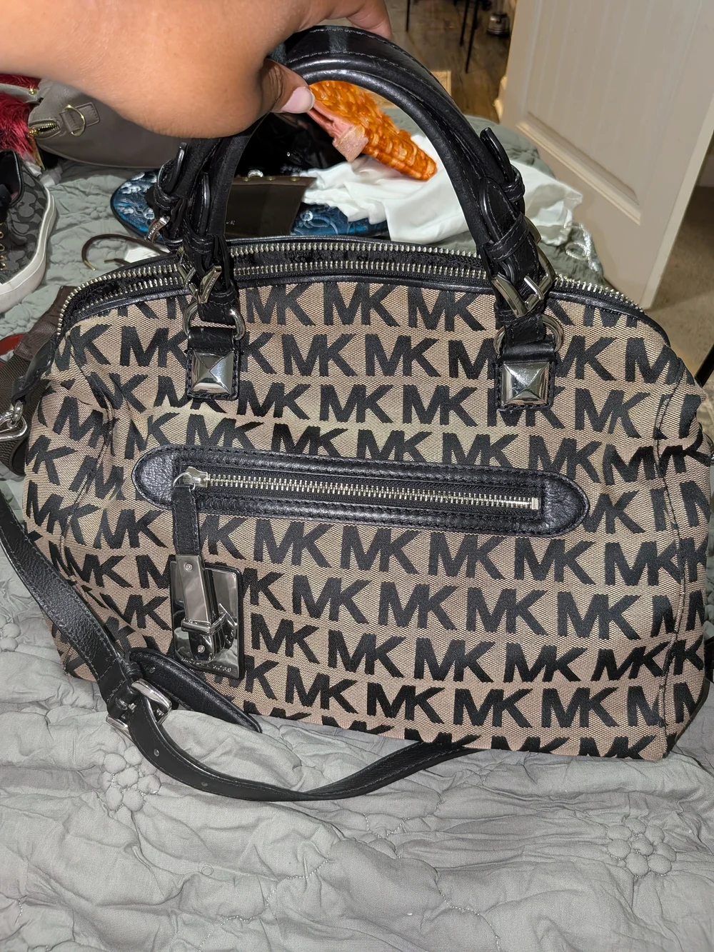 Michael Kors Tan and Black MK Logo  Bag